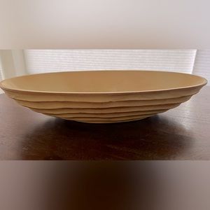 Crate & Barrel oval carved bowl in antique white